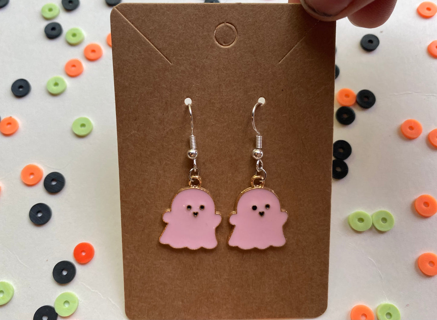 Cute pink ghost earrings