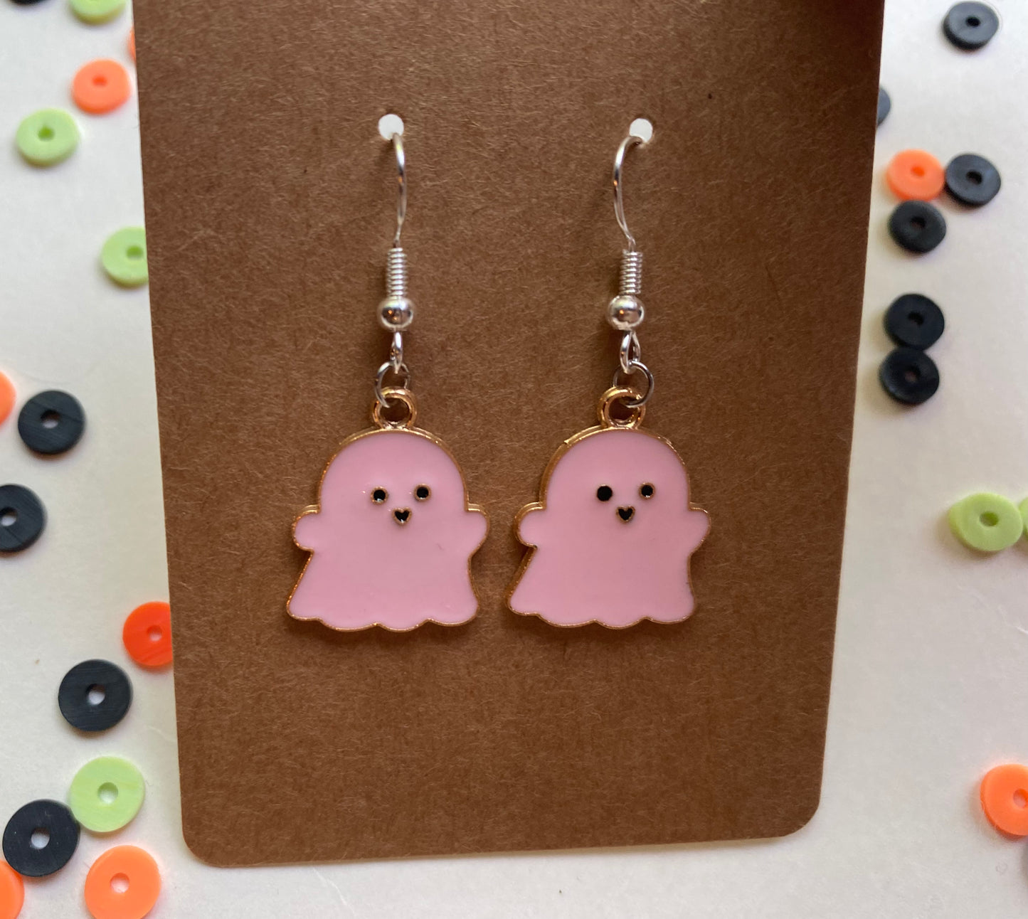 Cute pink ghost earrings