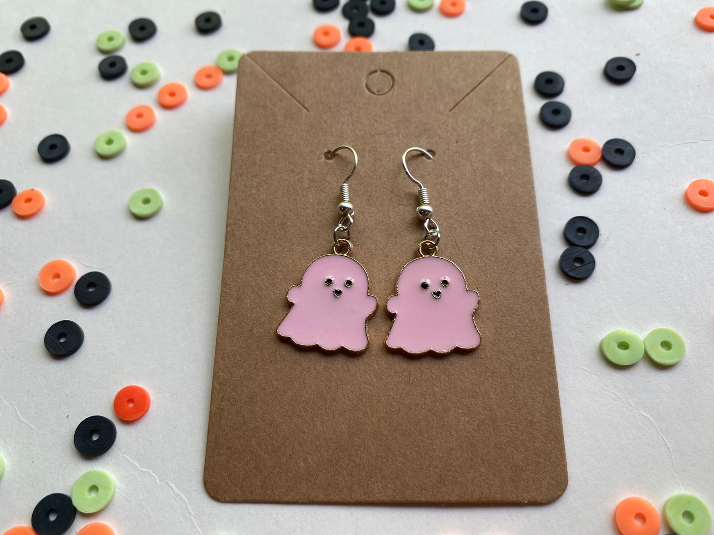 Cute pink ghost earrings