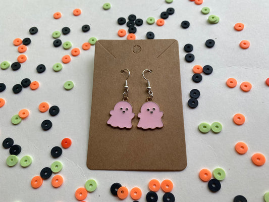 Cute pink ghost earrings