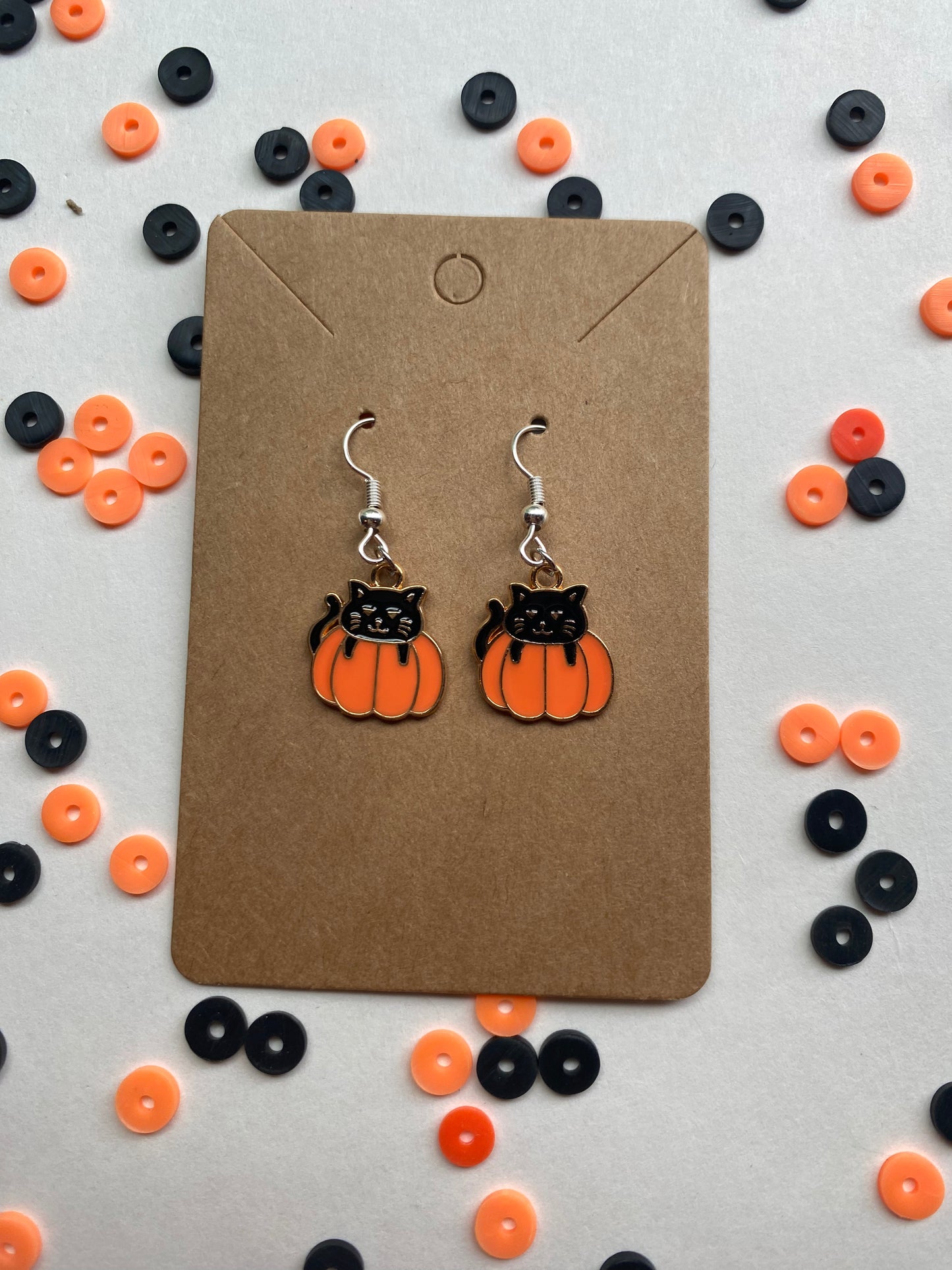 Cat in a pumpkin earrings